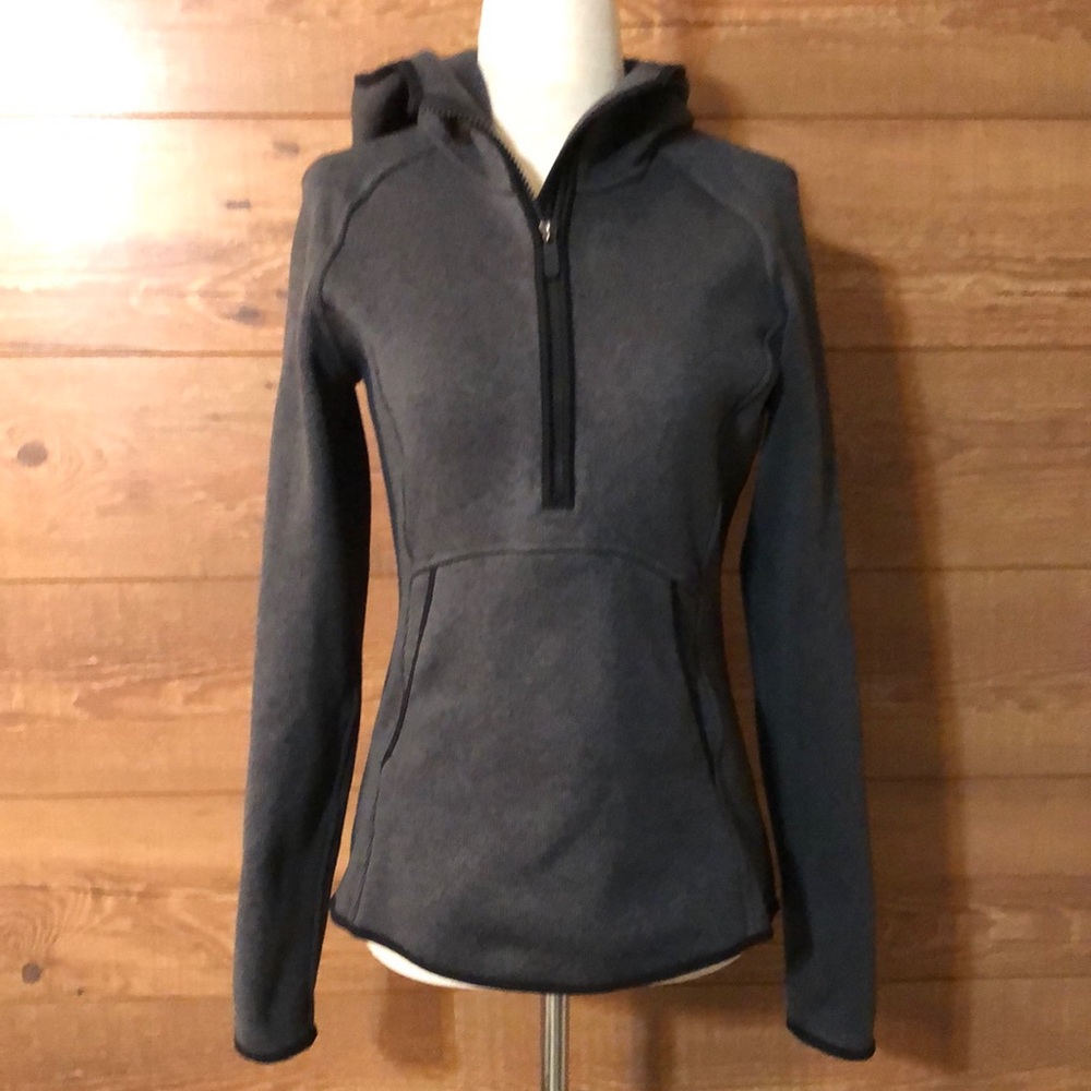 Lululemon Fleece & Thank You 1/2 zip sz 6 dark gray hooded pullover